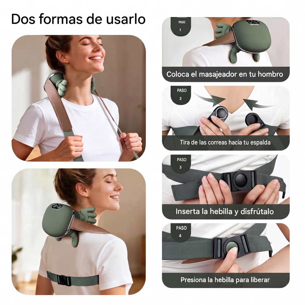 Masajeador Cervical Térmico Aura Express, modo de uso paso a paso
