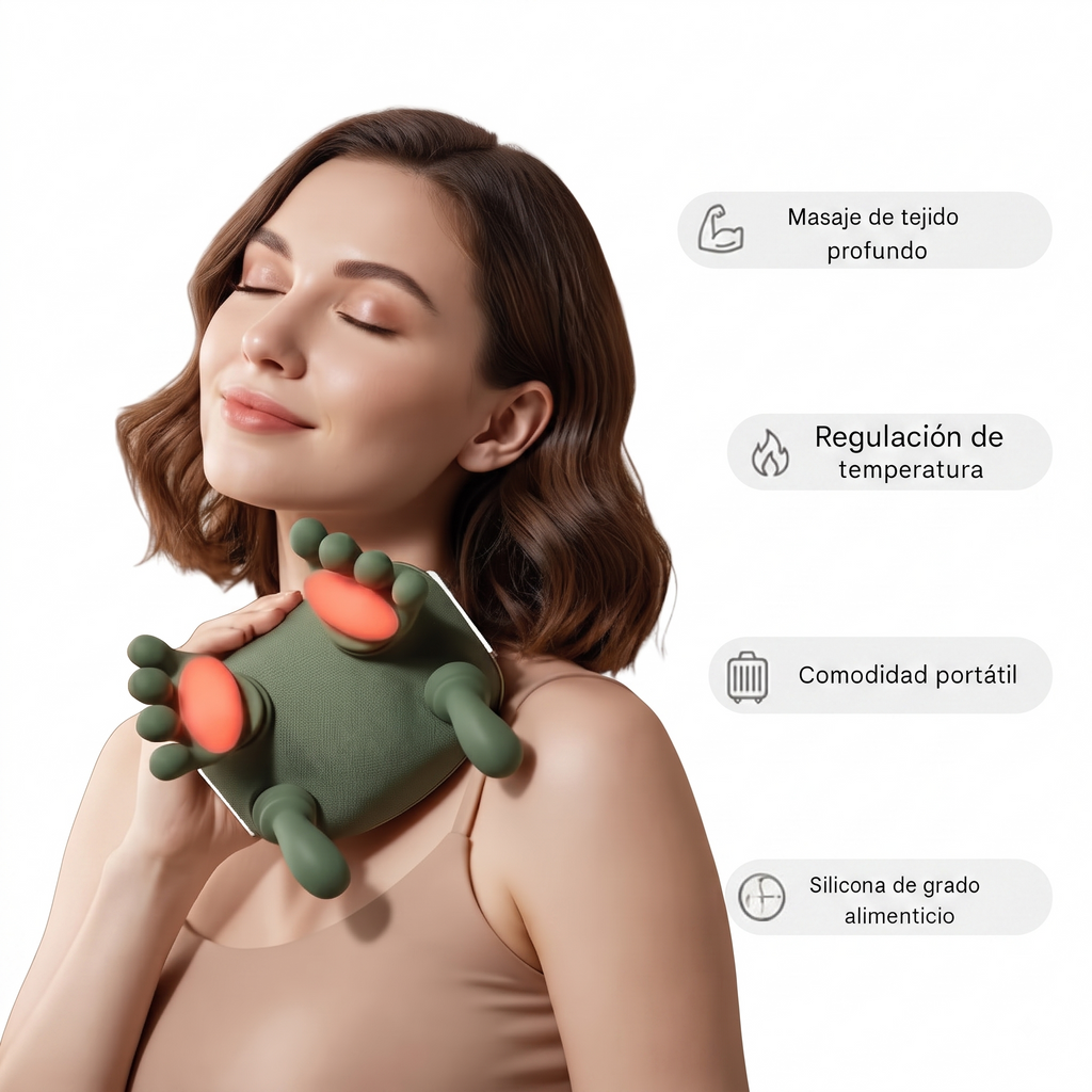 Masajeador Cervical Térmico Aura Express en uso sobre el cuello y hombros