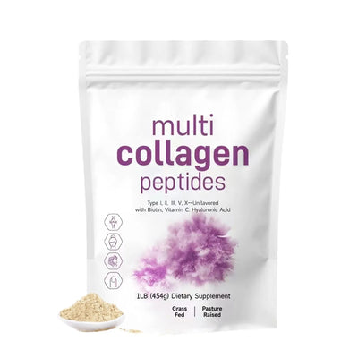 Colágeno Hidrolizado Premium Aura Express, envase de 454g, vista frontal